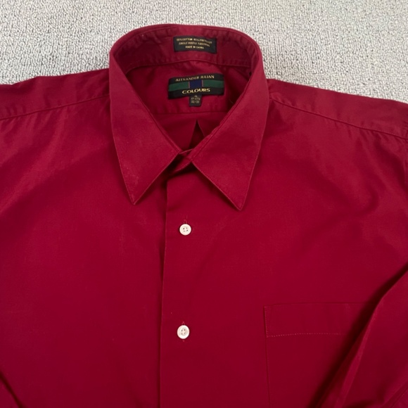 Alexander Julian Colours Shirt XL Burgundy Button Up Single Needle Luxury Men - Picture 3 of 12